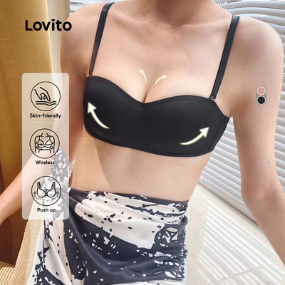 Lovito Phong cách thường ngày Áo Ngực Không Dây Nâng Ngực Thoải Mái Thân Thiện Với Da Có Dây Đeo Có Thể Tháo Rời L16X253