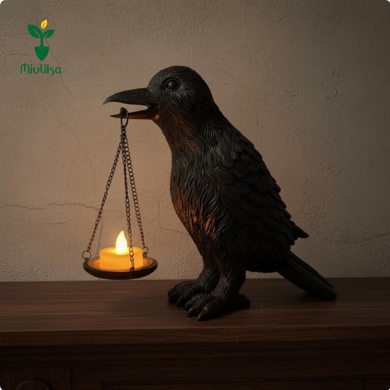 Đèn điêu khắc Gothic Raven Trang trí ma quái Giá đỡ nến Raven Chi tiết giống như thật