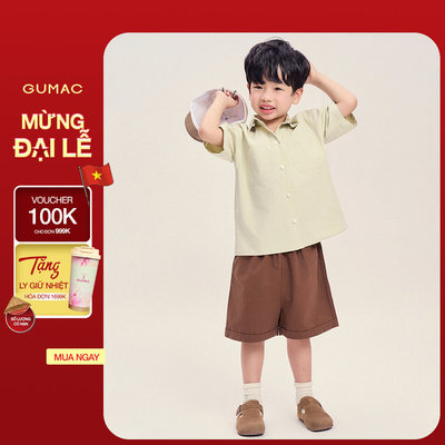 Áo Sơ Mi Bé Trai GUMAC Form Cơ Bản Dễ Mặc Thoải Mái Hằng Ngày AKG04049