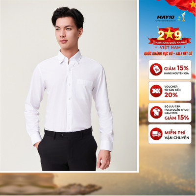 Áo sơ mi nam trắng dài tay dáng regularfit chất liệu Bamboo May 10 mã AR745
