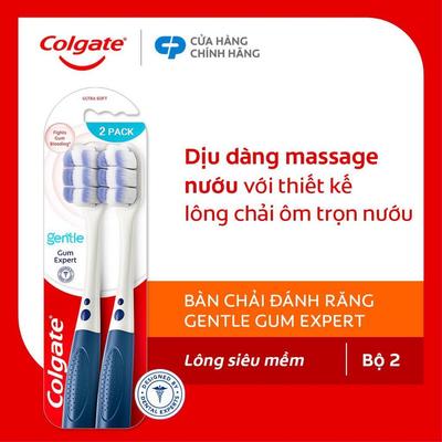 Bộ 2 Bàn chải Colgate Gentle Gum Expert lông dày siêu mềm, ôm sát nướu, giảm chảy máu nướu