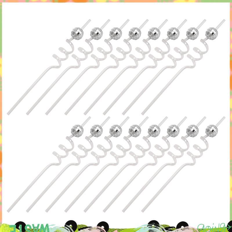 16 Ống Hút Bóng Disco, Ống Hút Trang Trí Tiệc Disco Với Mini Bạc Disco Bóng Trang Trí, 70 Disco Dự T