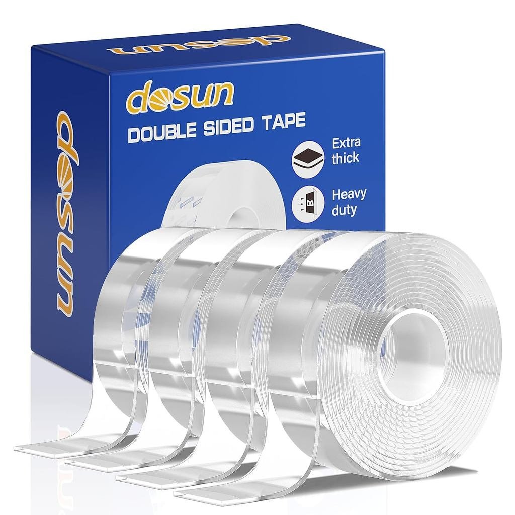 dosun Double Sided Tape Heavy Duty(4 Rolls, Total 40 FT), Sided Nano Tape, Strong Double Sided Tape 
