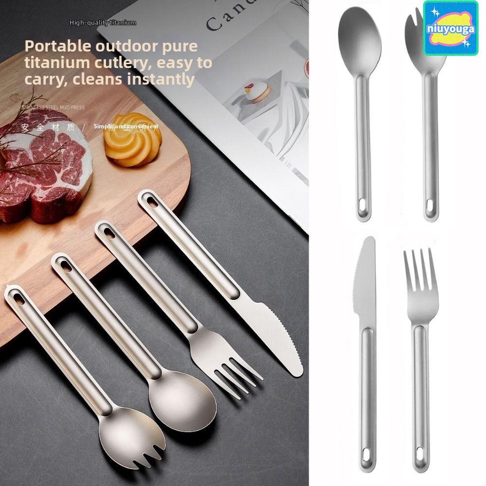 Nồi cắm trại ngoài trời NIUYO, Thìa titan titan nhẹ di động, Tay cầm dài EDC Môi trường
