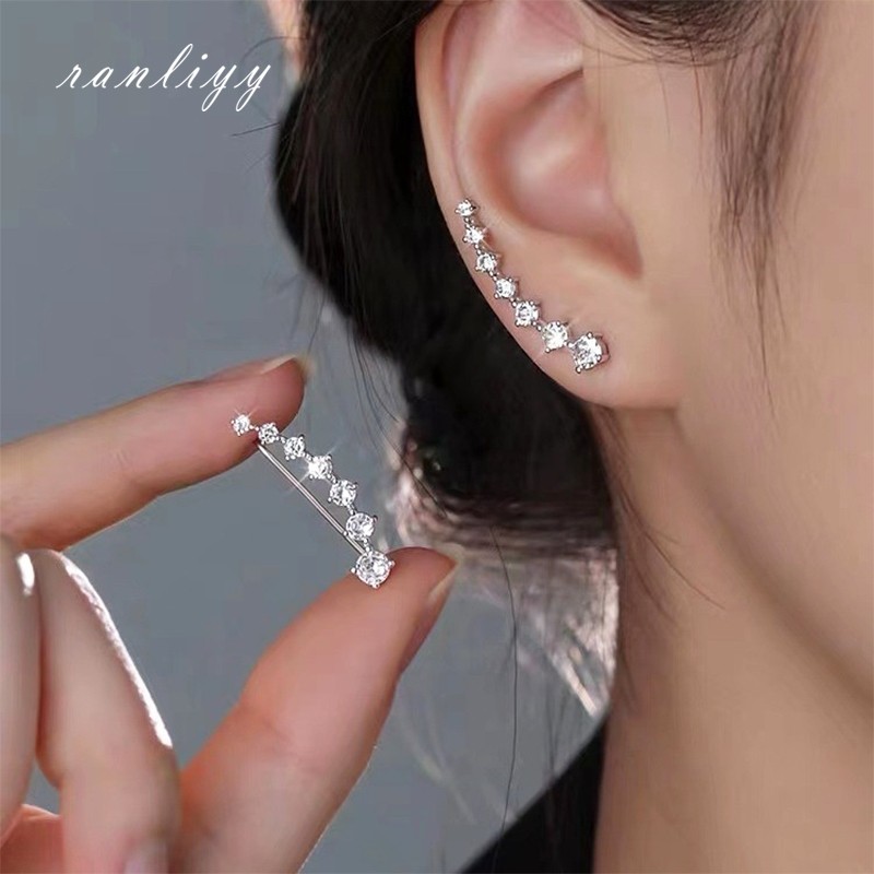 Giao Hàng Nhanh S925 Bông Tai Bạc Bảy Ngôi Sao Zircon Phong Cách Hàn Quốc Thời Trang Sang Trọng Nữ T