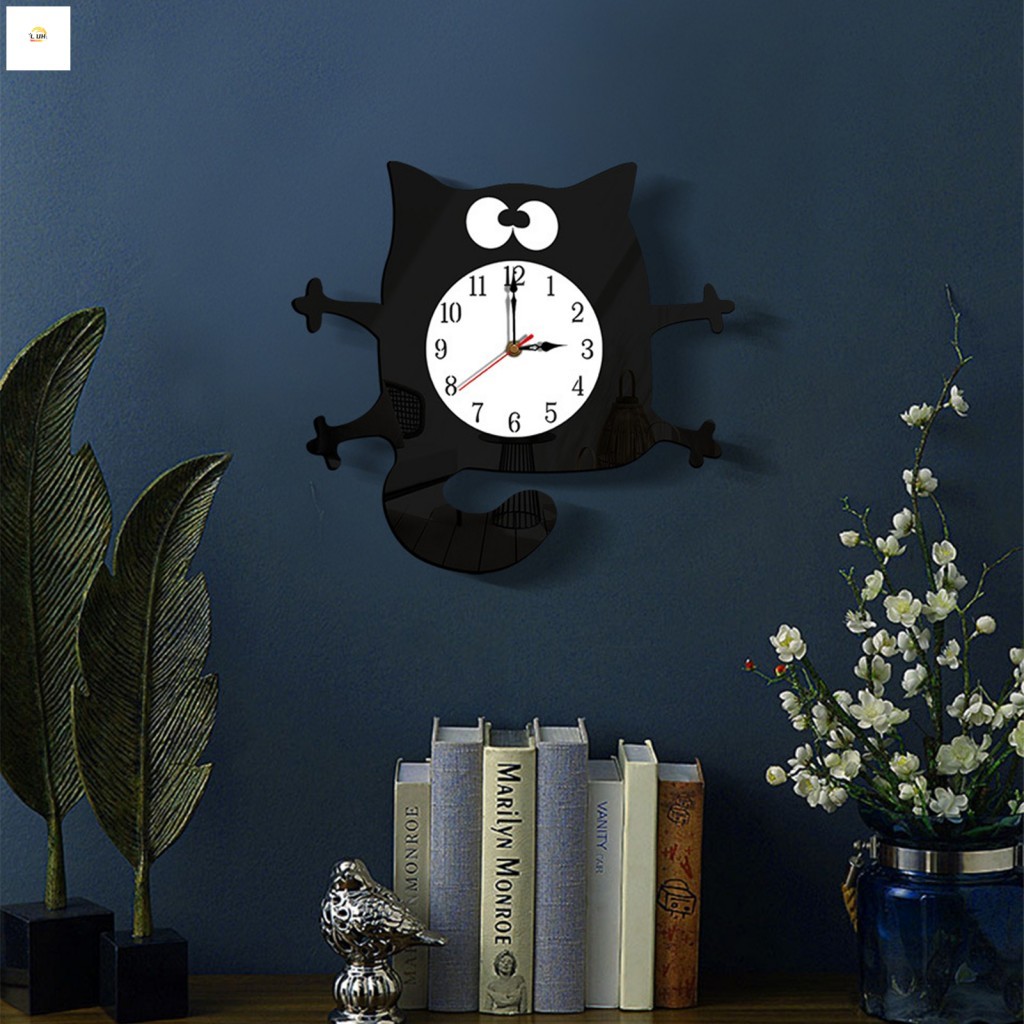 Đồng Hồ Treo Tường Mèo Acrylic Im Lặng Quét Chuyển Động Thứ Hai 6168S Cơ Chế Đồng Hồ Treo Trang Trí 