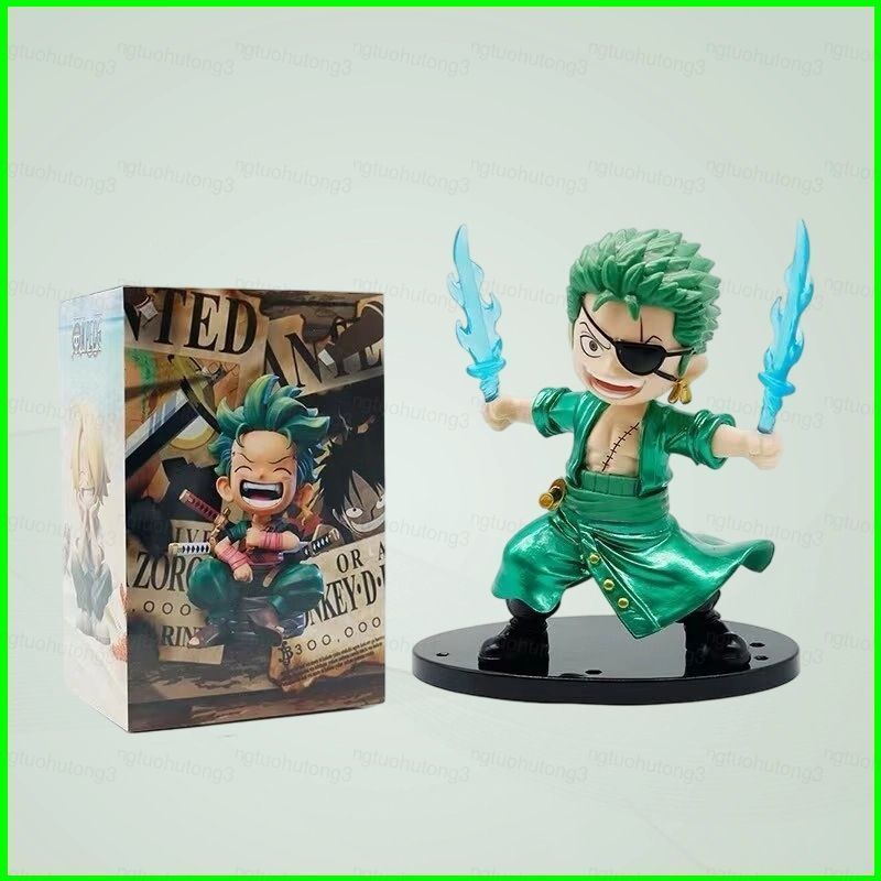 HT3 ONE PIECE Roronoa Zoro Nhân Vật Hành Động Một Mắt Ngọn Lửa Thanh Kiếm PVC Đồ trang trí Máy Tính 