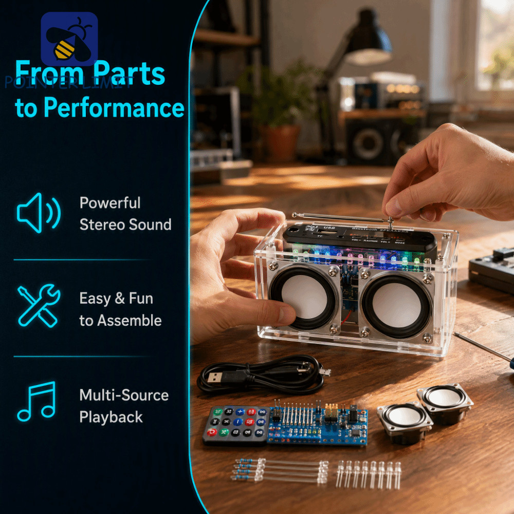 POINTER GIỚI HẠN Bộ loa Bluetooth DIY, Đài FM Bluetooth Bộ đài FM DIY, Thực hành hàn 87.5-108MHZ Bộ 