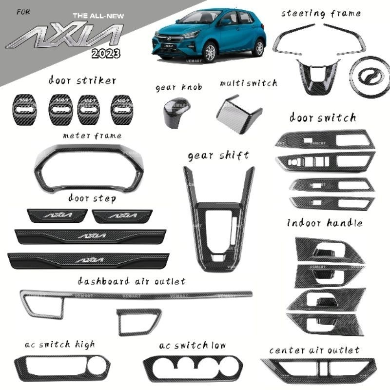 Vemart mới axia 2023 sợi carbon Phụ kiện nội thất axia baruauto phụ tùng ô tô