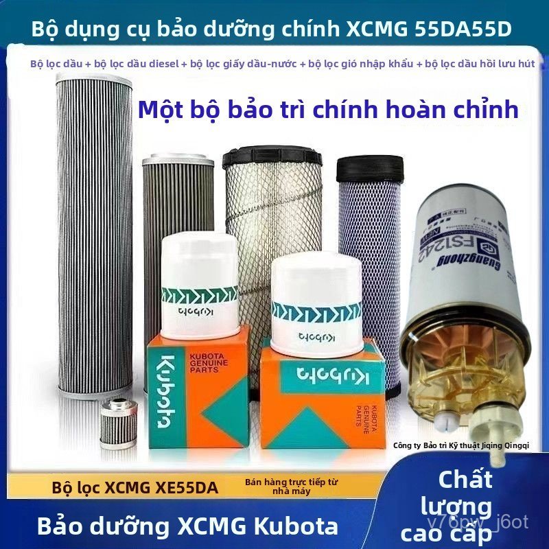 Bộ lọc gió dầu nhiên liệu cho máy xúc Kubota XE XCMG 55DA/55D, lọc sạch bền