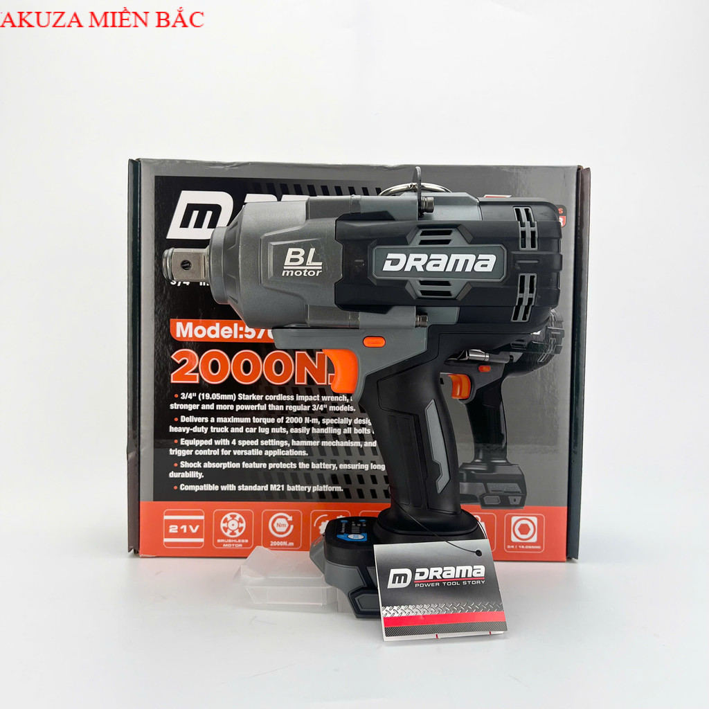 Thân Máy Siết Bulong DRAMA-2000 Makita New Lực Siết 2000n.m Động Cơ Không Chổi Than AKUZA MIỀN BẮC