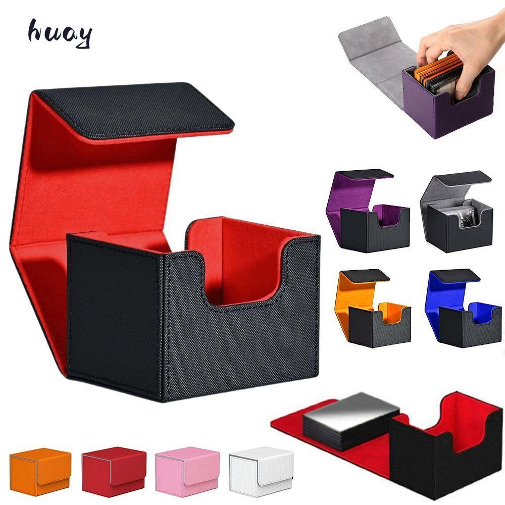 HUAYU Game MTG Trading Card Holder, Large Capacity PU Trading Card Deck Box, Portable Dust-proof 100