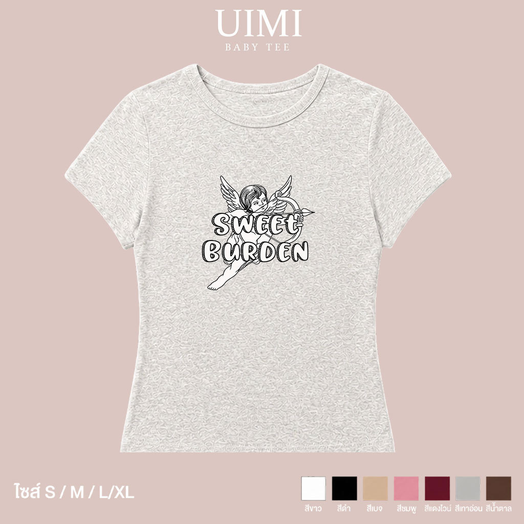 Áo thun nữ UIMI Baby Tee Slim Fit Sweet Burden Archery Họa tiết thiên thần Phong cách cổ điển