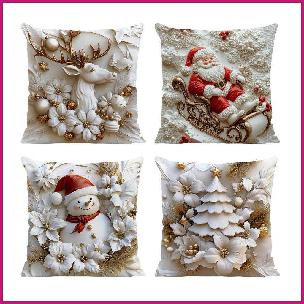 18x18 Gối Giáng Sinh Có 4 Miếng 18x18 Inch Vuông Ông Già Noel Trang Trí Ngày Lễ Đệm Gối Cho Sofa sho