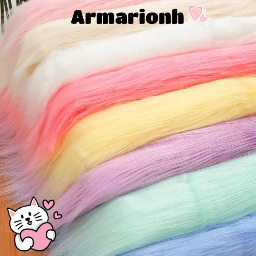 Vải lông thú giả ARMARIO, Vải lông giả dài màu trơn 25x45cm, Phụ kiện may vá Vải dài 9cm Tóc búp bê 