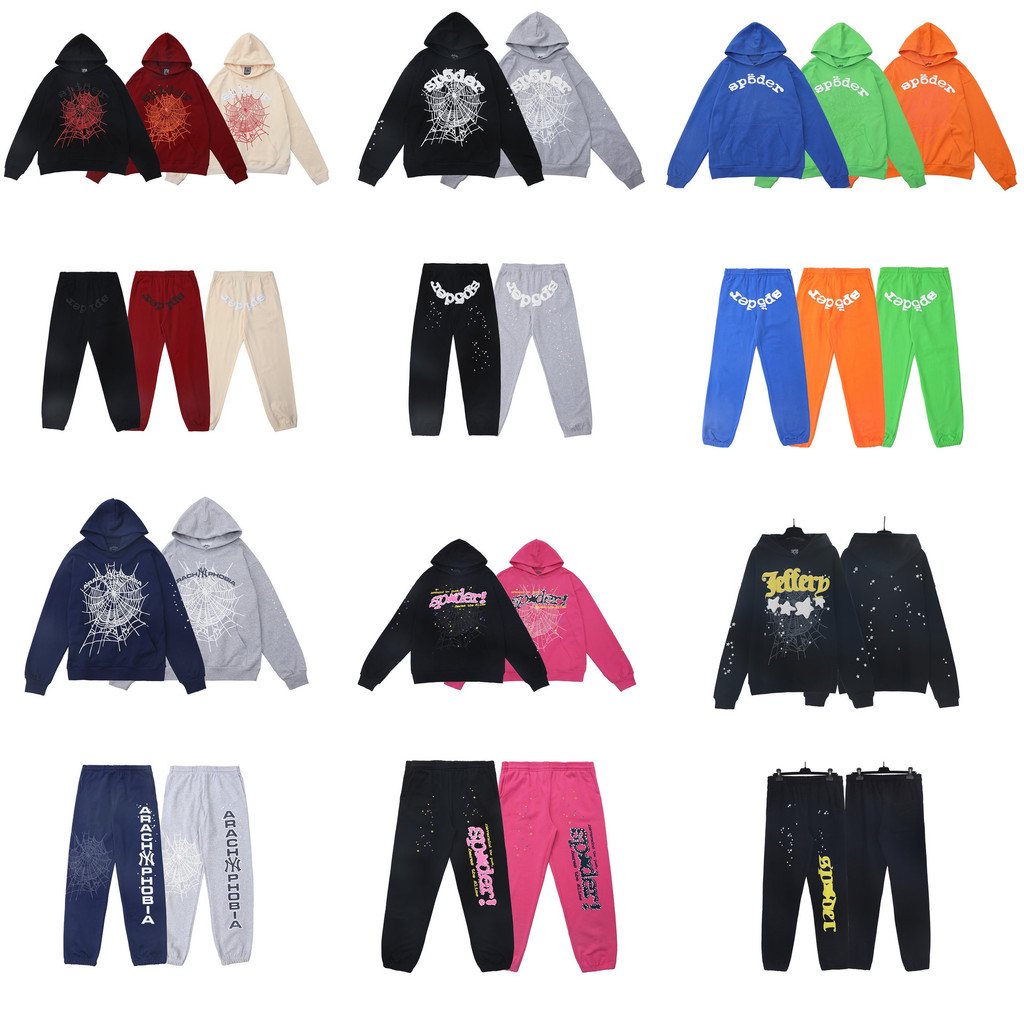 Sp5der Hip Hop Young Thug Foam Letters555555Áo Hoodie đôi màu hồng