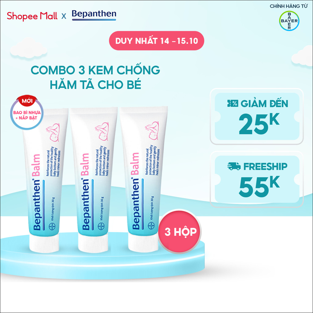 Combo 3 Kem Chống Hăm BEPANTHEN Balm Dạng Kem Mỡ Tuýp 30G x3