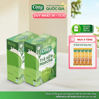 COMBO 2 Trà Sữa Matcha Cozy Hòa Tan 3IN1 (2 hộp x 10 gói x 17gr) Đậm Đà Vị Sữa, Dễ Dàng Pha Chế