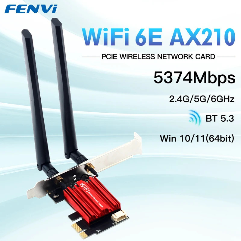 FENVI WiFi 6E AX210 Bộ chuyển đổi PCI-E không dây Ba băng tần 2.4G / 5G / 6Ghz Tương thích BT 5.3 80