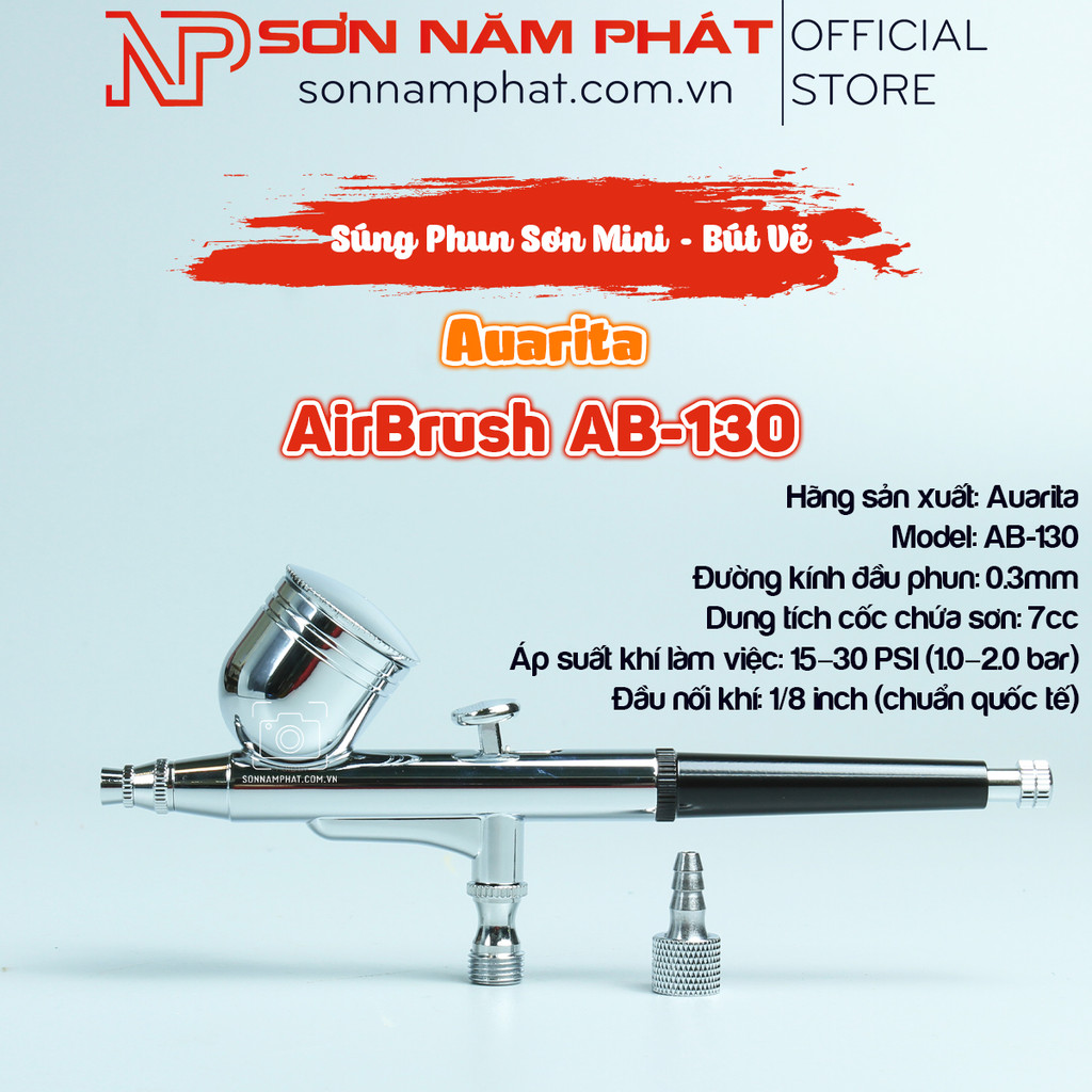 Súng Phun Sơn Mini (Bút Vẽ) Auarita AirBrush AB-130 – Chính Xác, Tiện Lợi, Độ Bền Cao
