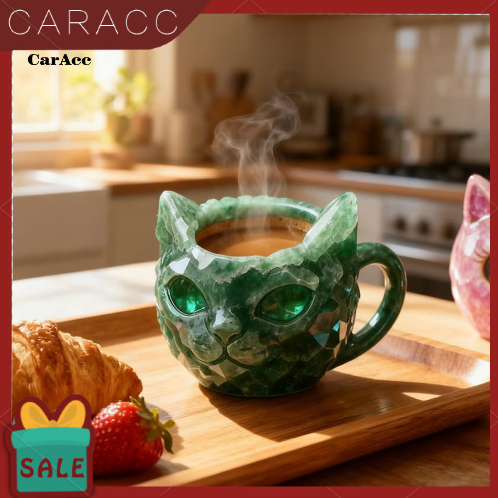 < CarAcc > Cốc mặt mèo độc đáo Crystal Geode Cat Cup Handmade Geode Cat Face Mug Cốc nhựa độc đáo ch