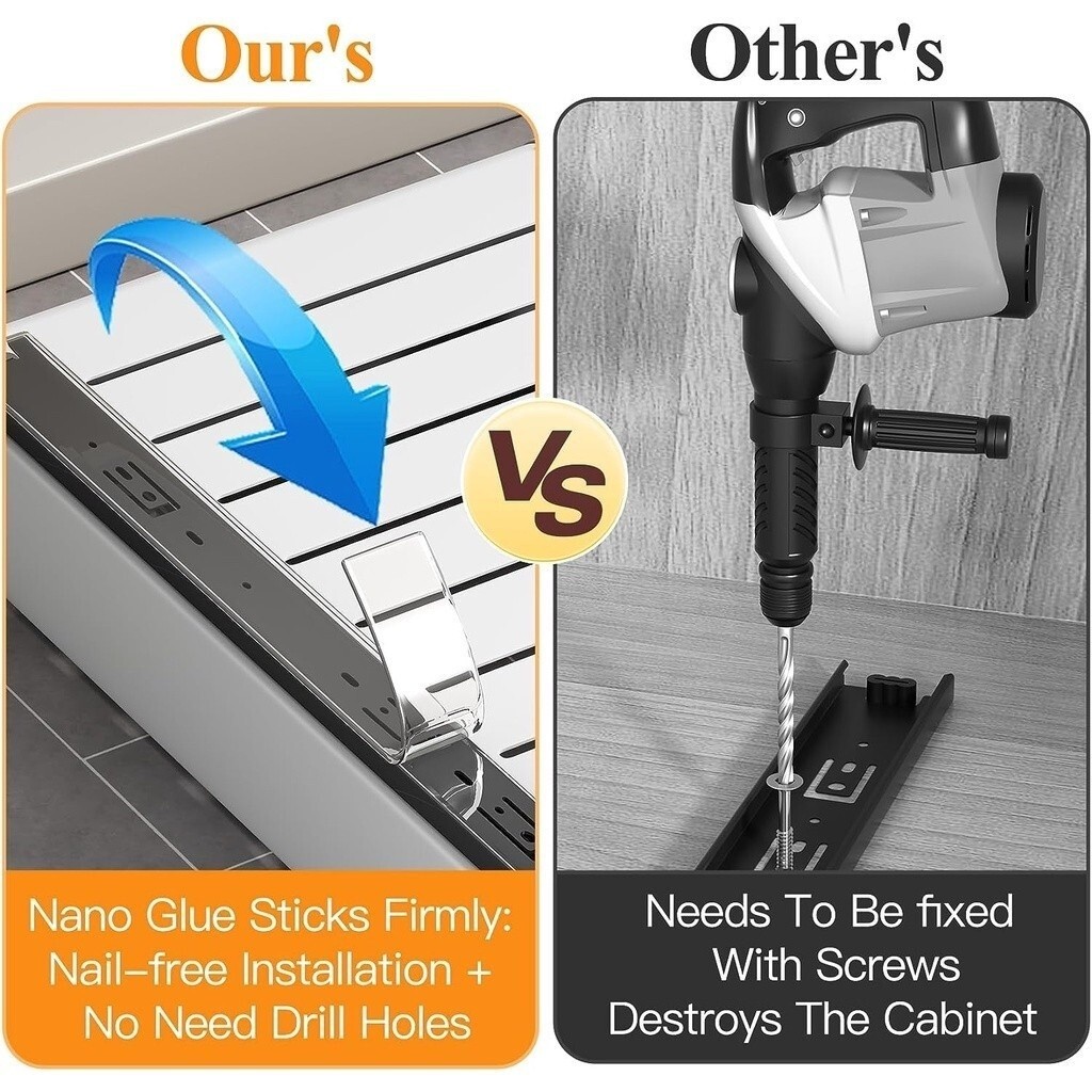 Multisize No Punch Pull Out Cabinet Organizer Heavy Duty Slide Out Drawers