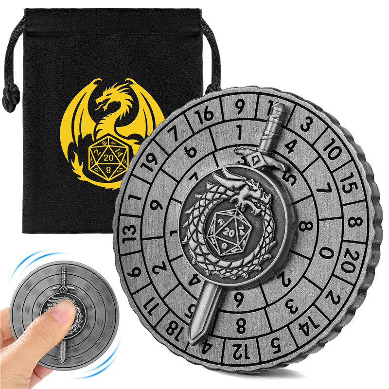 Creative Dragon Sword Design Metal Dice Spinner 7-in-1 Dice Wheel for RPGs Role Play Game Dice Acces