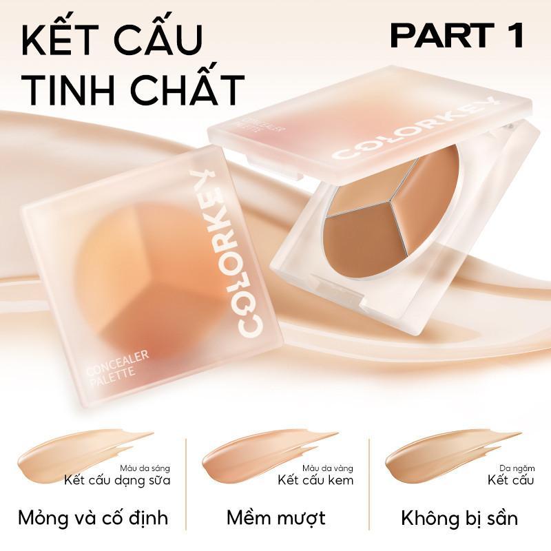 Ảnh 3 của Bảng kem che khuyết điểm COLORKEY 3 màu sắc kết hợp mịn lâu trôi 3.9g