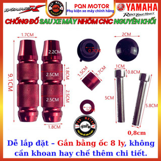 Gù Chống Đổ Sau Xe Máy Nhôm CNC Nguyên Khối – Nhựa ABS - Chế Gác Chân - Chống Đổ Sau Gai Nhám
