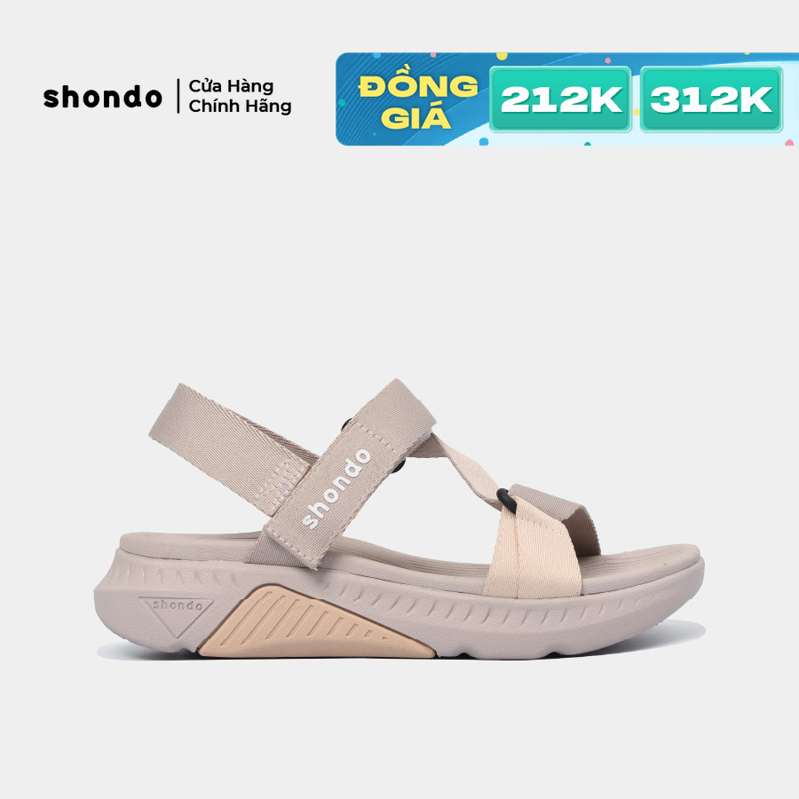 Giày Sandal Nam Nữ Shondo F7R Đế Phylon Cao 5cm Màu Nâu Hồng Cá Tính F7R9570