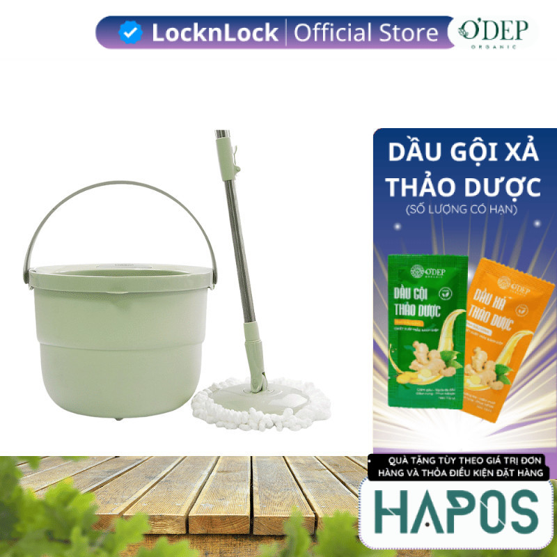 Cây lau nhà tự vắt LocknLock 360 độ thông minh, kèm thùng giặt và 4 bông lau ETM498MITS2 - HAPOS LSA