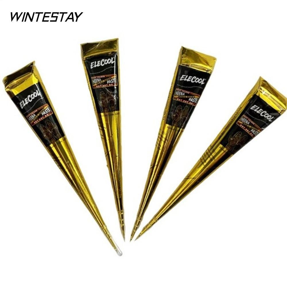 WINTESTAY Henna Paste Cone, Kem xăm Henna tạm thời dễ sử dụng, Kem xăm Henna Màu nâu đen Bán vĩnh vi