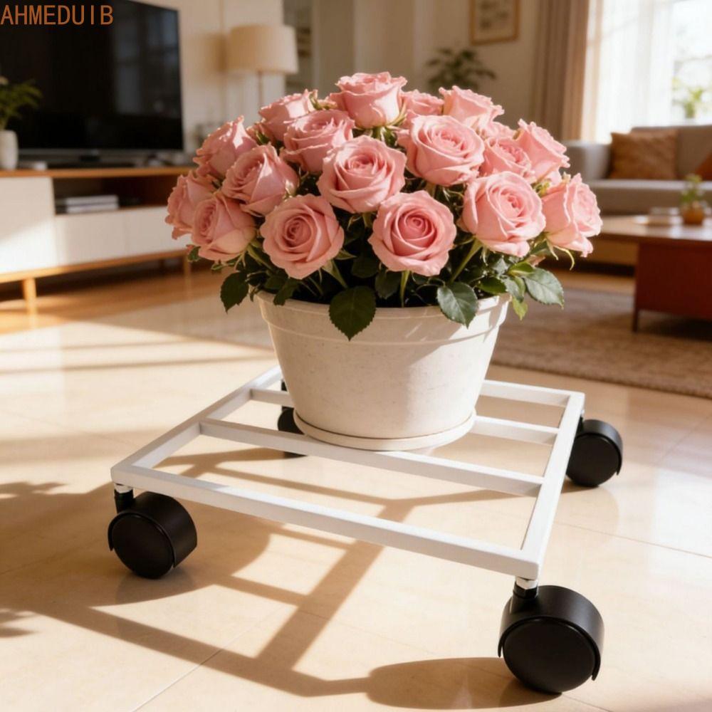 AHMEDUIB Heavy Duty Plant Dolly, Heavy Duty Cast Iron Rolling Plant Stand, Stand Movable Rolling Wit