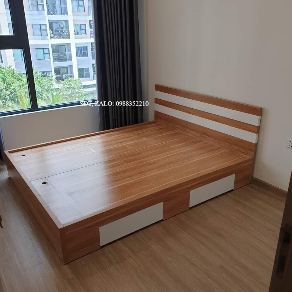 Giường gỗ công nghiệp MDF 1M6-1M8-2M có ngăn kéo (FREESHIP 50KM ) , đồ gỗ Bình Long