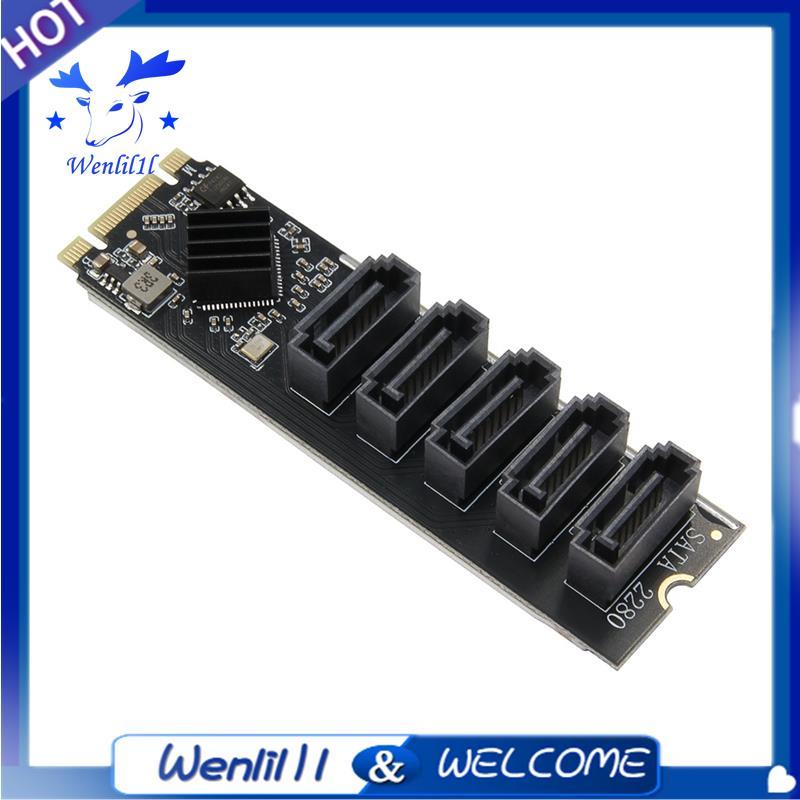 Bộ chuyển đổi M.2 NGFF B-KEY sang SATA Bộ nhân cổng SATA M.2 đến 5 cổng SATA3 Thẻ mở rộng SSD 6Gbps 
