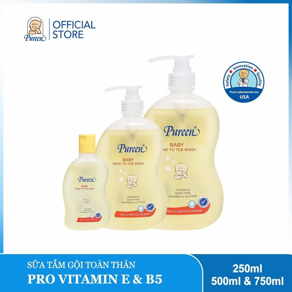 sưɑ~ tắm gội toàn thân Pureen Pro Vitamin E & Vitamin B5 (250ml/750ml)