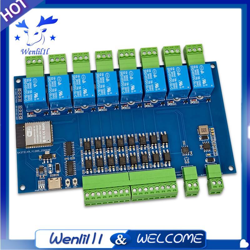 Mô-đun rơle 8 kênh RS485 Modbus Mô-đun hỗ trợ Bluetooth WIFI 9-24V TYPE-C