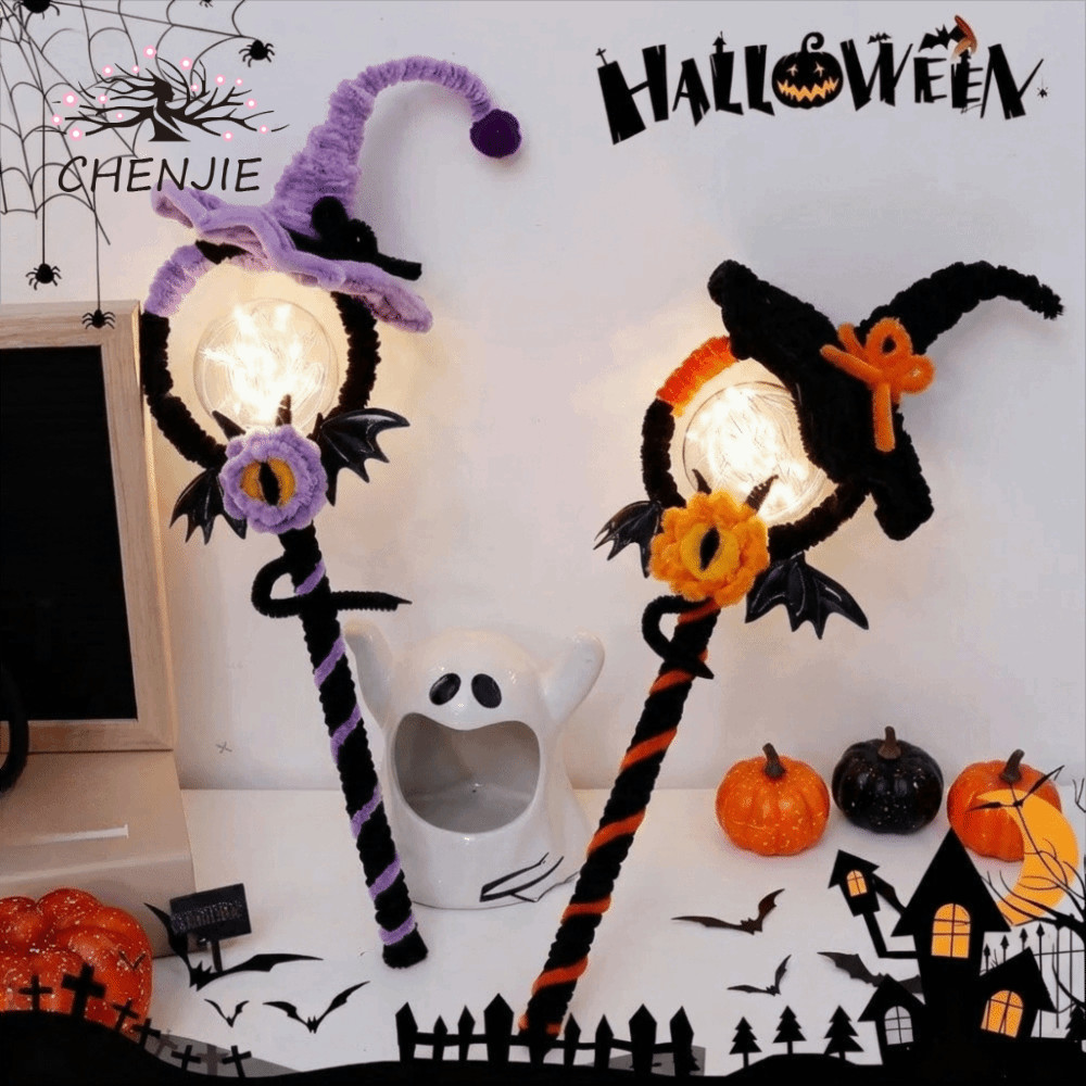 CHENJIE Halloween Magic Wand, Light Up Bendable Halloween DIY Fairy Stick, Creative Handmade DIY Kit