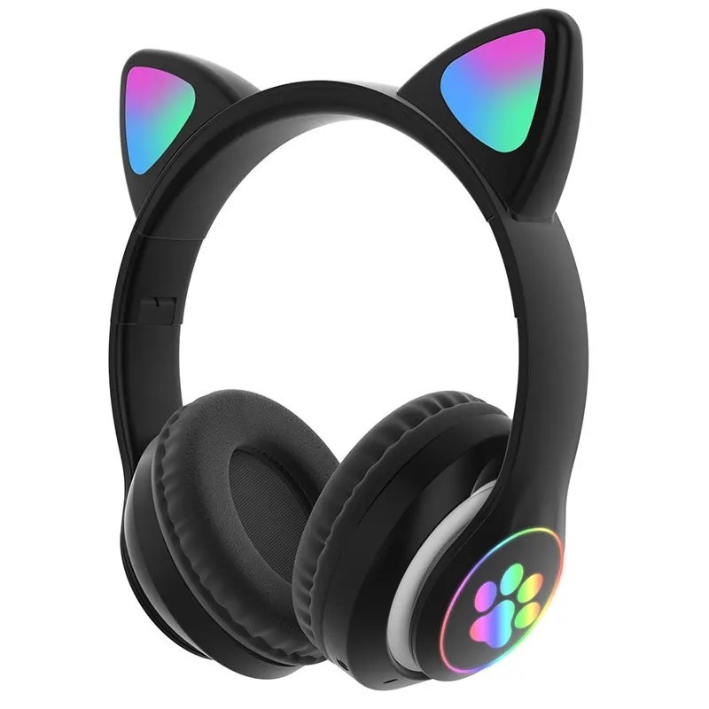 B39 Tai nghe trò chơi tai cô gái màu đen và hồng Tai nghe trò chơi Bluetooth không dây móng vuốt mèo