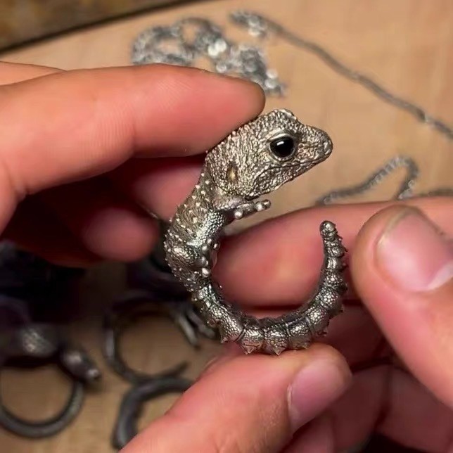 Gecko Lizard Gecko Spirit Thằn Lằn Nhẫn Thiết Kế Độc Đáo Cảm Giác Leo Núi Vòng Thú Cưng Giá Trị Cao 