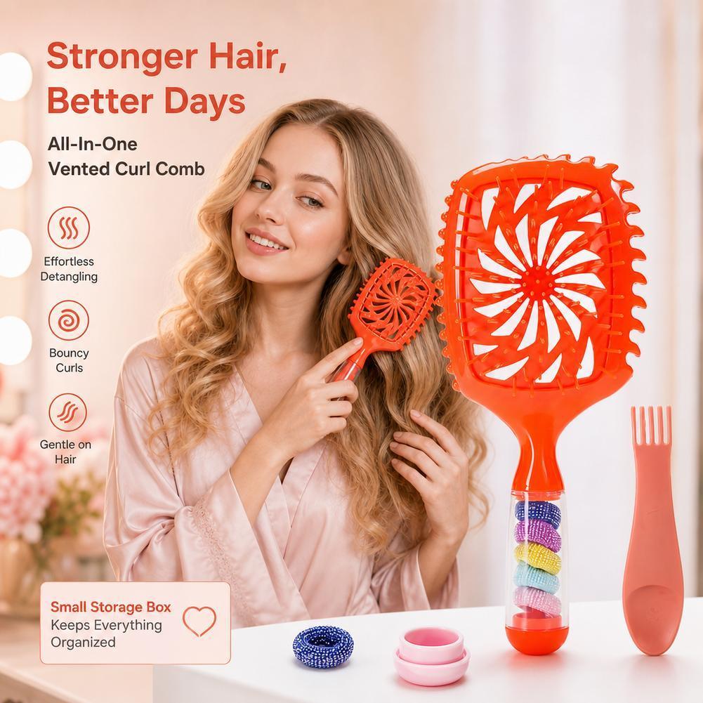 Đa Chức Năng Bounce Curl Voluming Hair Brush Với Dây Buộc Tóc Bảo Quản Làm Sạch Móng Vuốt Rỗng W1W9