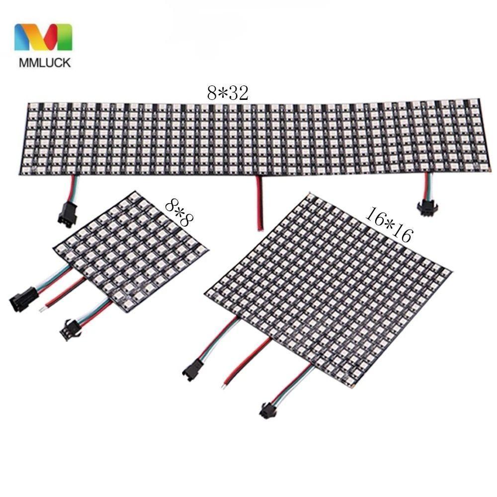Bảng điều khiển điểm ảnh MMLUCK Đèn LED RGB có thể định vị riêng đầy màu sắc WS2812B 8x8 16x16 8x32 
