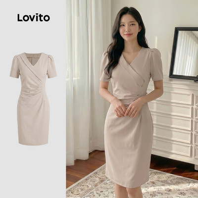 Lovito thanh lịch Váy xếp ly mùa hè dành cho nữ L80ED304 (Nhiều màu)