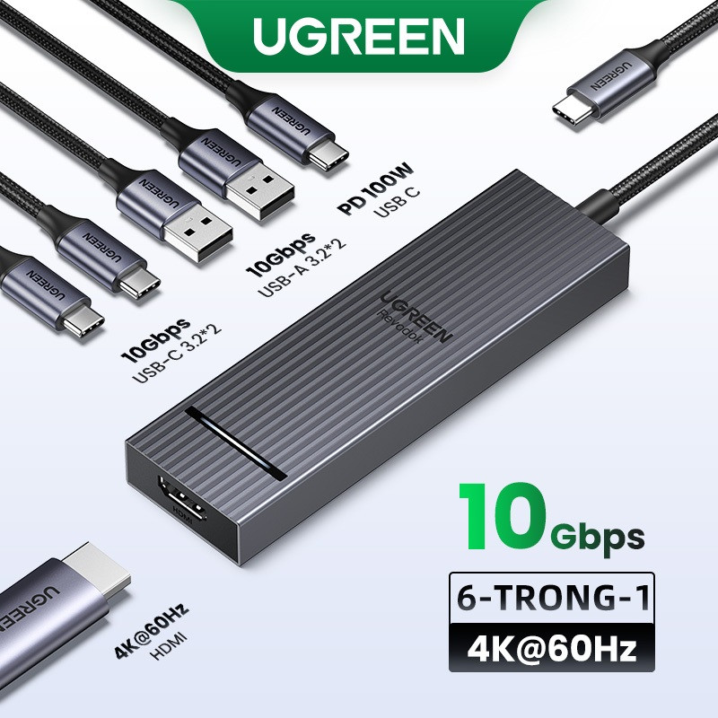 Hub Type-C to HDMI Ugreen 4K60hz USB-C USB3.2 Gen2 10Gbps Revodok bộ chuyển đổi C sang HDMI cho iPad