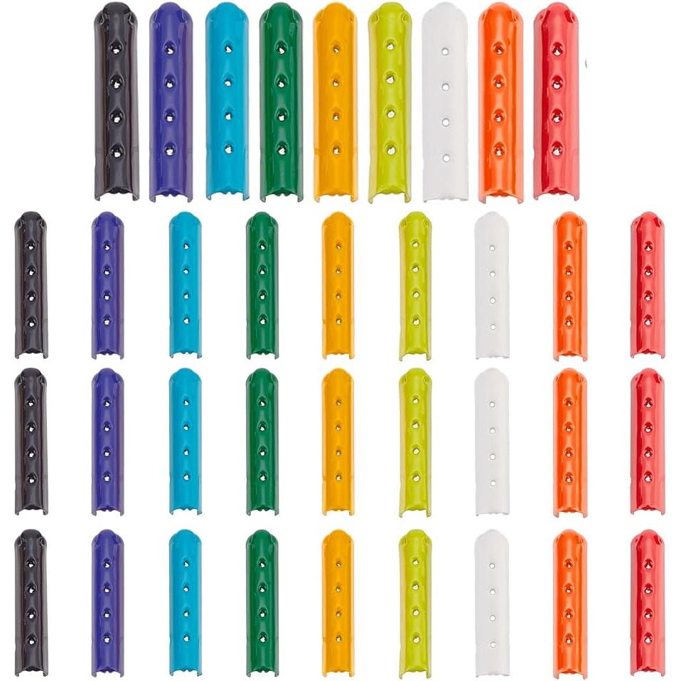 PH PandaHall 36 Chiếc Đầu Dây Giày, 9 Màu Hợp Kim Nửa Cột Dây Kết Thúc Nắp Mịn Thay Thế Đầu Kim Loại