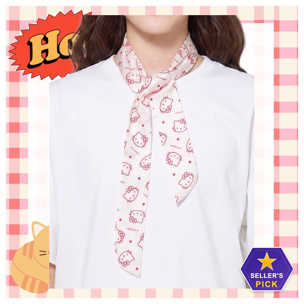 [daiso] Khăn Hello Kitty Cool, 1 chiếc/ Khăn quàng cổ Hàn Quốc/ Thiết kế Hello Kitty/ Authentic của 