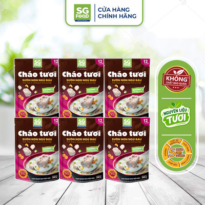 Lốc 6 Gói Cháo Tươi Ăn Liền Sườn Non Ngũ Đậu SG Food 200g
