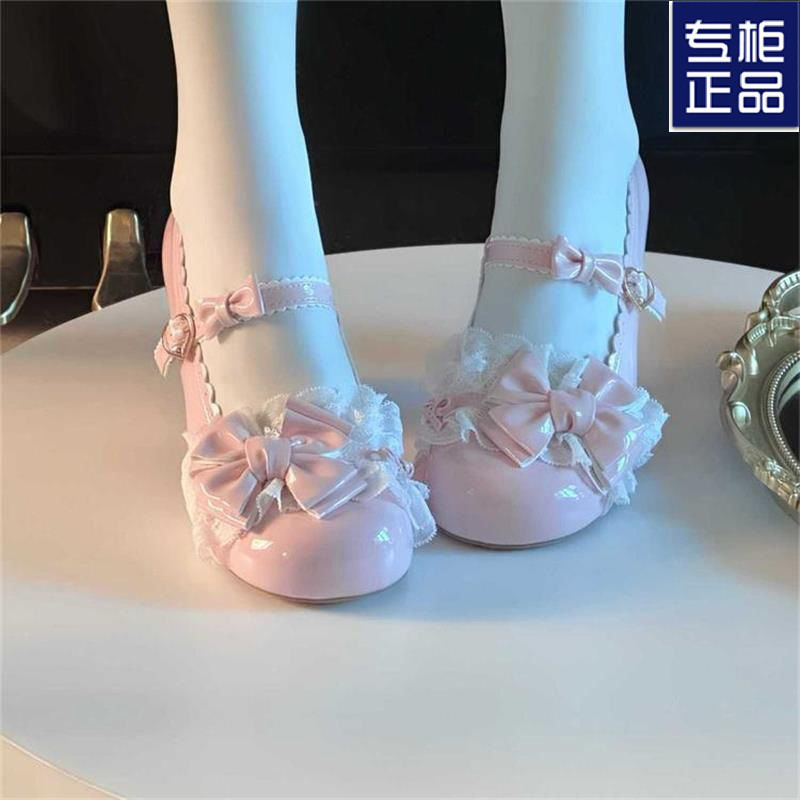 Ngọt Ngào Dễ Thương lolita Giày Nữ Cao Gót Hualing Mùa lo Giày Gót Dày lolita Mary Jane Giữa Gót Già