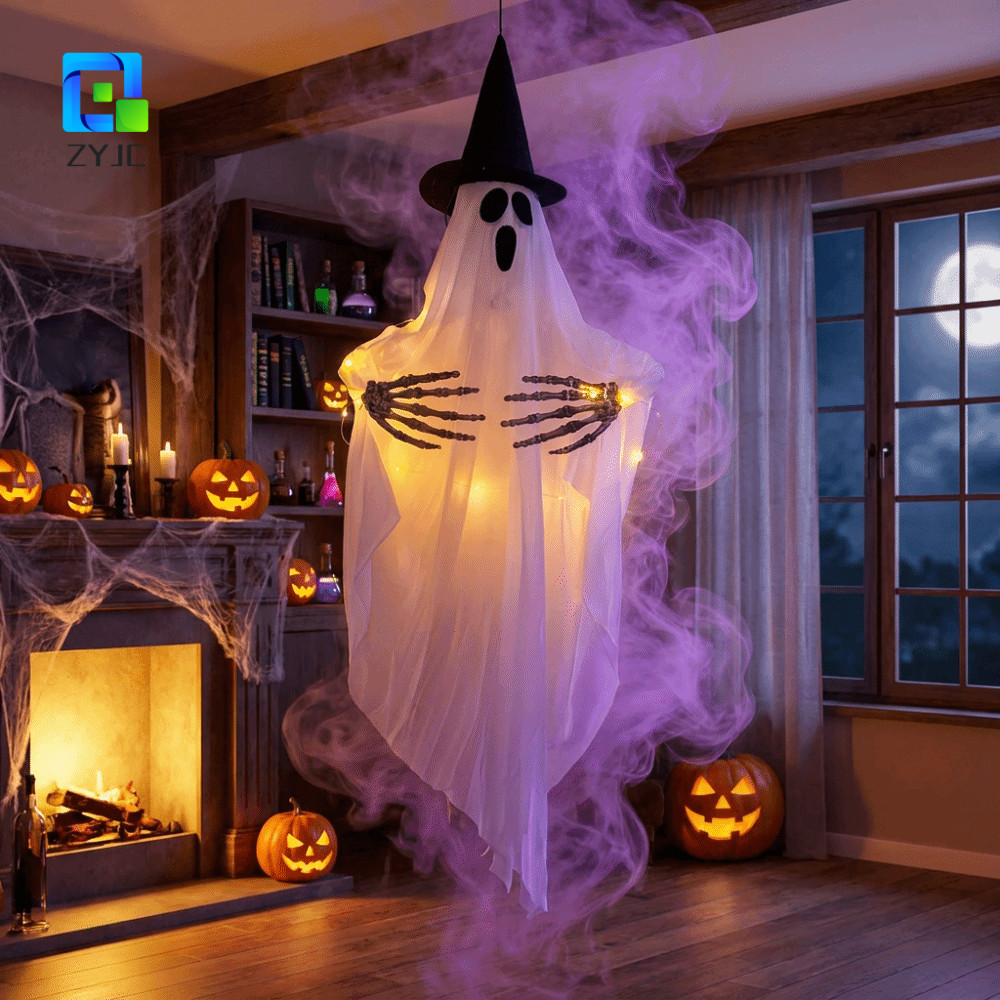 ZYJC Mặt dây chuyền ma quỷ Halloween, Ma thuật treo đáng sợ, Đạo cụ phim Ma quái Đèn LED trang trí m