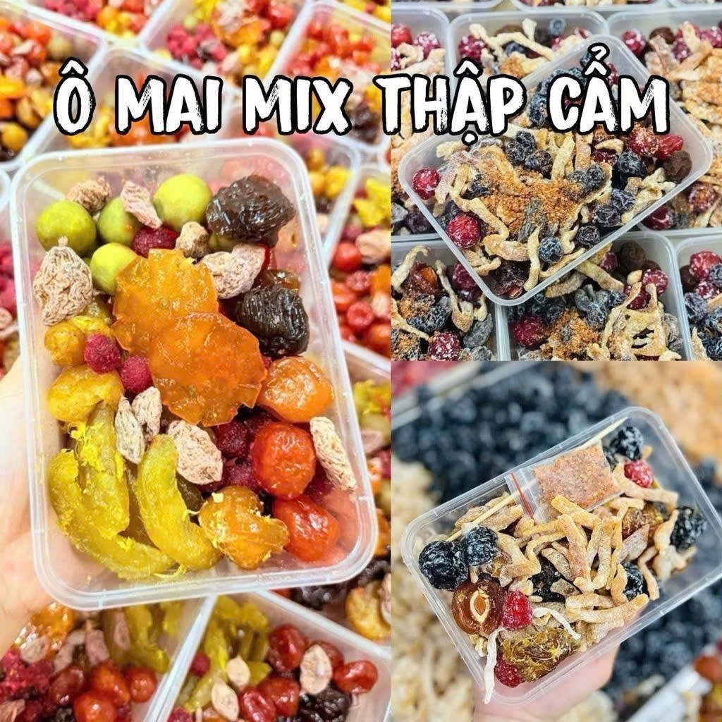 (ĂN VẶT)  Ô mai thập cẩm mix nhiều vị, ô mai đặc biệt mix 9-10 loại Ô MAI PHỐ CỔ hộp 500g